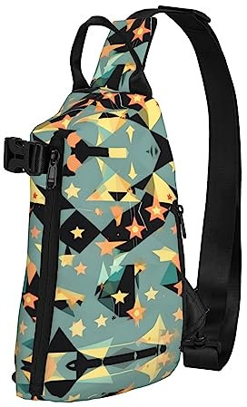 JUZGTSIT Schultertasche, Crossbody-Tasche für Herren, Mehrzweck-Brusttasche für Spaziergänge, Reisen, Babyblau, Atomic Stars Retro P, One size