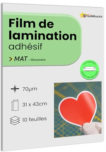 10 Blatt A3 30.7 x 43 cm Kaltlaminierfolie MATT – Selbstklebende Laminierfolien für Fotos und Aufkleber – Kompatibel mit Schneideplotter