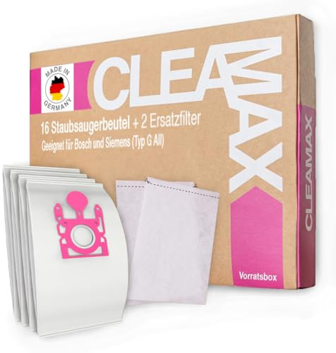 16 Staubsaugerbeutel CLEAMAX Simon für Bosch und Siemens u.a., made in Germany mit hohem Recyclinganteil