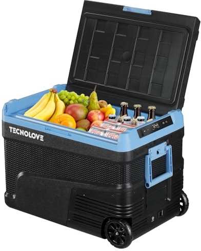 Tecnolove 12 Volt Refrige 48QT(45L) Car Fridge -4℉~68℉ Fast Cooling 12/24V DC 100-240V AC Compressor Electric Cooler APP Control Portable Freezer for Camping, Truck, Travel, Fishing, Home