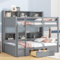 Kebnor 90x200cmEinzelbetten, Kinderbetten, Etagenbetten, Etagenbetten, mit Schubladen, mit Staufächern (Grau)