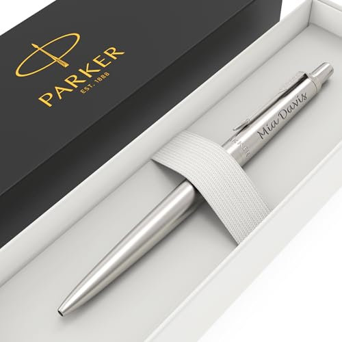 Personalised Engraved Parker Jotter Ballpoint Pen Stainless Steel in Elegant Gift Box, Perfect for Personalised Gifts Birthdays, Anniversaries, Weddings