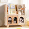 ROBUD Kinder bücherregal Karamellfarbe, Holz Standregal,mehrstufig, mit Spielzeugaufbewahrungszone, Kinderschrank für große Bilderbücher, Kindermöbel