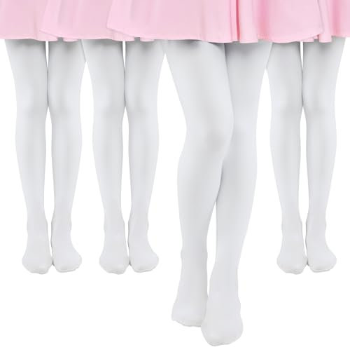 MK MATT KEELY 4er-Pack Strumpfhose Mädchen 80 DEN Kinderstrumpfhosen Ballett Weiß Tanzstrumpfhose Blickdichte,4 5 Jahre