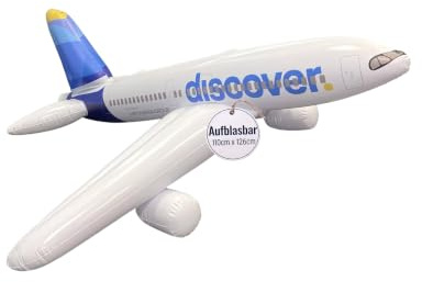 Limox Discover Airlines Airbus A330 aufblasbares Flugzeug 110 cm | Offizielles Lizenzprodukt mit 126 cm Spannweite & Aufhängevorrichtung I Wiederverwendbare Flugzeug-Deko für Luftfahrtfans