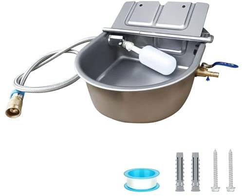 TOOSOAR Automatische Tränkebecken mit Schwimmer Ventil,Edelstahl Rinder Viehtränke,für Outdoor Big Dog Vieh Geflügel