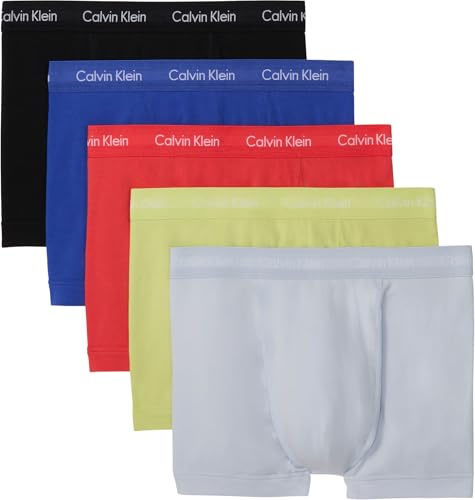 Calvin Klein Herren 5er Pack Boxershorts Trunks Unterwäsche, Mehrfarbig (Green Bloom/Dazzling Blue/Black/), M