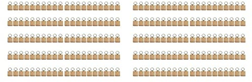 Blmirror 200Pcs DIY Blank Wooden Key Chain Square Carved Key Ring Wooden Key Ring About 40 x 40 mm
