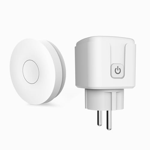 HYHIOTS Smarte Steckdose mit Fernbedienung Kit Keine Batterien 433MHz Funksender Selbststrom Funksteckdose 100m 3500W Funkschalter für Lampe/Ventilator/Heizgerät (1Knopf 1Socket)