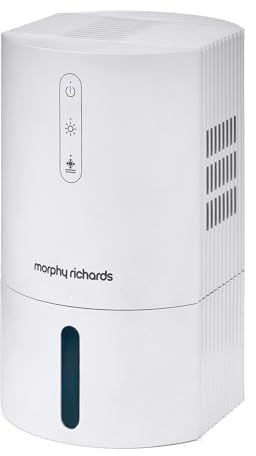 Morphy Richards PureFresh 0.9L Dehumidifier, Compact, Lightweight, Quiet, Ambient Lighting, For Bedrooms, Kitchens, Caravans, Window sills, White, 822000