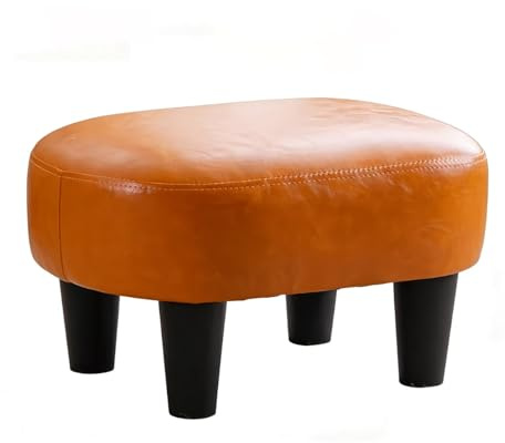 Gepolsterter Leder Hocker, Moderner Gepolsterter Fussbank, Bequemer Kleiner Sofa Hocker, für Wohnzimmer, Schlafzimmer, Flur(Orange)