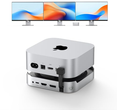 TobenONE Mac mini M4 Dock, 8TB M.2 NVMe SSD-Gehäuse, One-Touch EIN/AusTaste | Mac mini M4 Hub mit 4K@144Hz DP, 4K@60Hz HDMI, 5 USB A/C (Max10 Gbit/s), SD/Micro SD 3.0, 3,5 mm Audio, Nicht für SATA