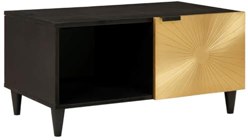Mhdvray Mesa de centro 80 x 50 x 40 cm de madera maciza de mango – Mesa de salón moderna con espacio de almacenamiento y bandeja de almacenamiento – Elegante mesa auxiliar para salón con patas cónicas