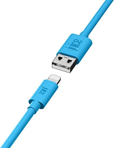 Juice Apple iPhone Lightning 3m Charger and Sync Cable for Apple iPhone 13, 13 Pro, 12 | PRO | Mini, SE, 11, XS, XR, X, 8, 7, 6, 5, iPad, Pro, Air, Mini, Airpods Pro - Aqua