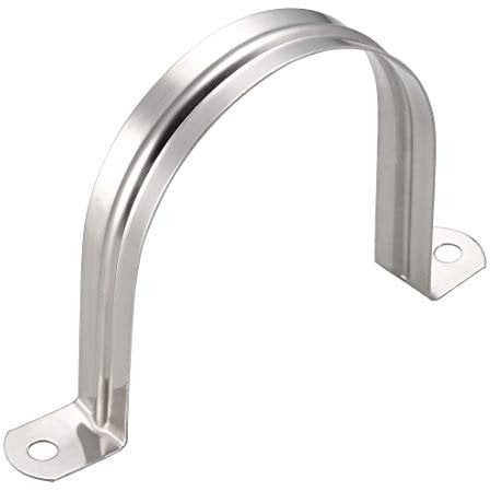 sourcing map 90mm(3.5) Rigid Pipe Strap, 2 Holes 304 Stainless Steel Tension Tube Clip Clamp 4pcs