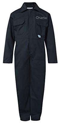 Sew Sew Special Personalised Boys, Kids Boiler Suit Overall/Jumpsuit. (1-2 Years) Navy