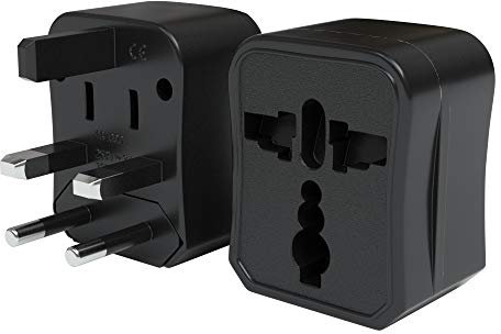 EAZY CASE Universal Reiseadapter 150 Länder weltweit - Stromadapter, Reisestecker für Weltreisen, u.A. für USA, Australien, Asien, Kanada, UK, Afrika, Thailand, Neuseeland, China, Südamerika, Schwarz