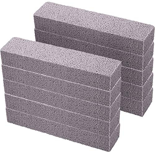 Pumice Sticks Pumice Scouring Pad for Cleaning, Grey Pumice Stick Cleaner for Removing Toilet Bowl Ring, Bathroom, Household, Kitchen, Spa, Pool, Household Cleaning, 5.9 x 1.4 0.9 inches (10 | Scouring Stone Pad Removes Stain Grime Rust Without Scratches, For Kitchen Bathroom Pool House Cleaning Supplies