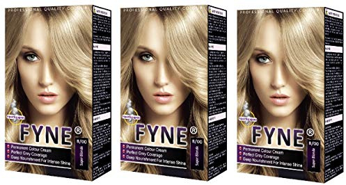 FYNE Super Blonde Permanent Hair Dye for Women – Pack of 3 - Home Hair Color Cream with Built-in Conditioner - Gentle, Long-Lasting, Suitable for All Hair Types - Achieve Salon-Quality Results at Home