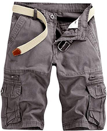 KEERADS Basic Vintage Herren Cargo Shorts mit 8 Taschen aus 100% Baumwolle|Kurze Hose Regular Fit Bermuda Cargoshorts Herrenshorts Short Men Pants Cargohose kurz für Männer
