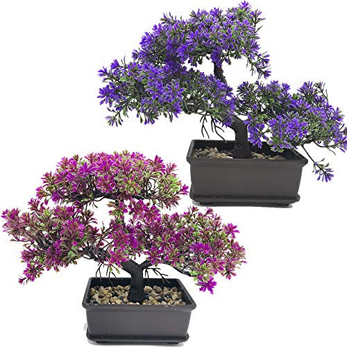Fycooler Bonsai Kunstpflanze Künstlicher -Baum - Japanische Naturgetreue - Plastik Kunstpflanze für Büro/Fensterbank/Hof Tischdeko Deko-2Pcs