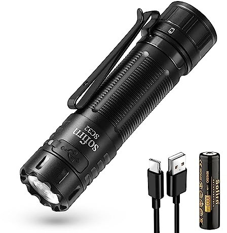 Sofirn SC32 Rechargeable Torch Led Torch 2000 Lumens Super Bright EDC Torch with Tail E-Switch IP68 Waterproof Pocket Handheld Flashlight with Type C Charging Port for Camping, Emergency, Gift
