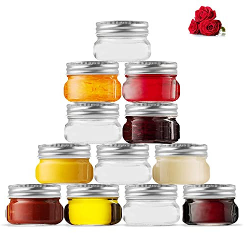 FRUITEAM 4 oz (Set of 12) Regular Mouth Mini Mason Jars with Lids, Glass Canning Jars Ideal for Food Storage, Jam, Body Butters, Wedding Favors, DIY Magnetic Spice