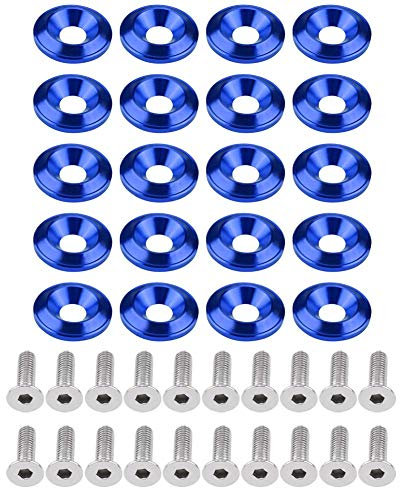 Yosoo Health Gear Aluminium-Auto-Stoßstangen-Unterlegscheiben-Schraube, 20 Sätze (Blau), für Automotive Reparatur und Wartung