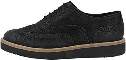 Clarks Baille Brogue, Zapatos planos Mujer, Black Leather, 36 EU
