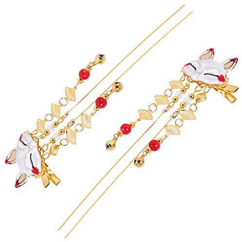 FRCOLOR 2 Pièces Accessoires de Cheveux Japonais Cosplay Pendantes Renard Lapin Épingle à Cheveux D'animal Gland Chinois Pince à Cheveux Bijoux Vintage Barrettes