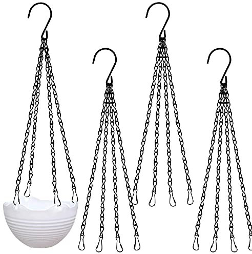 4 Pezzi Metallo Catena Sospesa, Catene per Fioriera Sospesa, Catene da Appendere con Ganci e Fermaglio, Appesa Pianta Catena, Cesto Hanging Flower Catena a Cesto Appesa per Billboard Ornamenti (Nero)