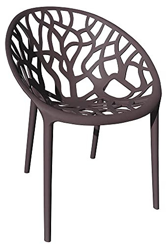 TRISENS Gartenstuhl Kunststoff Stapelstuhl Bistrostuhl Küchenstuhl Stuhl Stapelbar, Farbe:Braun, Menge:1 St.