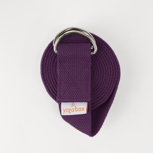 Yogabox Yogagurt Asana Belt Basic aus 100% Baumwolle, mit Metallverschluss aus Zwei D-Ringen, Anfänger & Fortgeschrittene