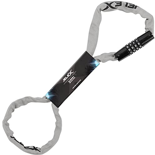 JELEX Dr. Security Fahrradschloss Anti-Diebstahl-Sicherung aus hochwertigem Stahl mit Textilmantel und 4-stelligem Zahlenschloss, personalisierbar. Für Cityräder, MTB und E-Bike. Maße: 98 cm x 2,5 cm