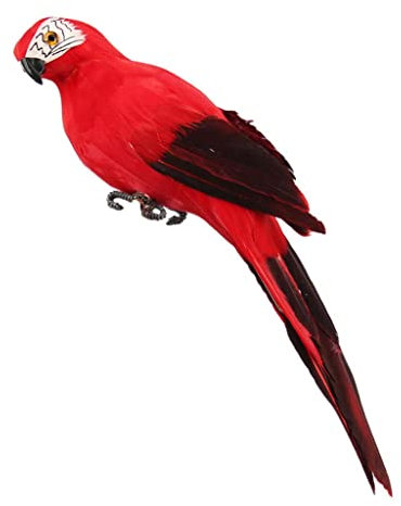 Baoblaze Simulation Parrot Statue,Harz lebensechte Vogel Ornament Figur Papagei Modell für Veranda Pathway Terrasse Hof Rasen Decor, ROT Material: Schaumstoff + Kunststoff