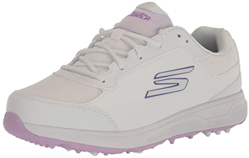 Skechers Women's Prime Relaxed Fit Spikeless Golf Shoe Sneaker, White/Lavender, 9.5