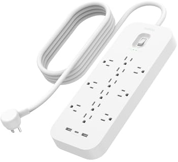 Belkin 12-Outlet Surge Protector Power Strip w/ 12 AC Outlets, 2 USB-A Ports and 1 USB-C Port, 6ft Cable, UL-listed w/ Overload & Overvoltage Protection + On/Off Switch - 3,480 Joules of Protection