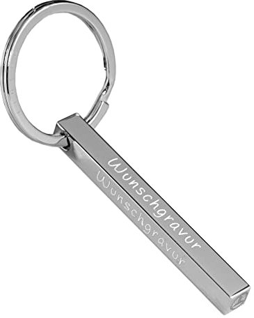 Tidero Cuboid Schlüsselanhänger mit Wunschgravur personalisiert - Gravur Wunschtext aus Edelstahl - Geschenk Weihnachten Männer Frauen - Quader personalisierbar - Silber (1-seitig)
