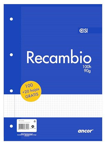 Recambio a4 100+20 Hojas 90g q4x4 4 taladros ancor 061222