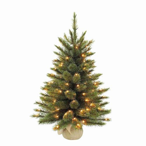 Triumph Tree Forest Frosted Künstlicher Weihnachtsbaum in Jutesack mit LED-Beleuchtung - H60 x Ø46 cm - Grün