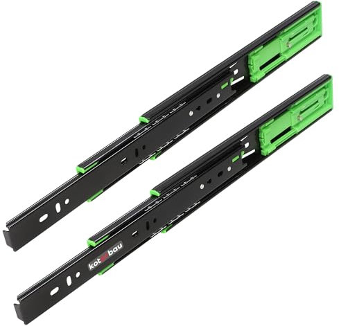 KOTARBAU® Schubladenschienen 300mm Push to Open Schubladenauszüge aus Stahl Schwarz Schwerlastauszug Schubladen Schienensystem Auszugsschienen Schiene Gleitschienen Teleskopschienen