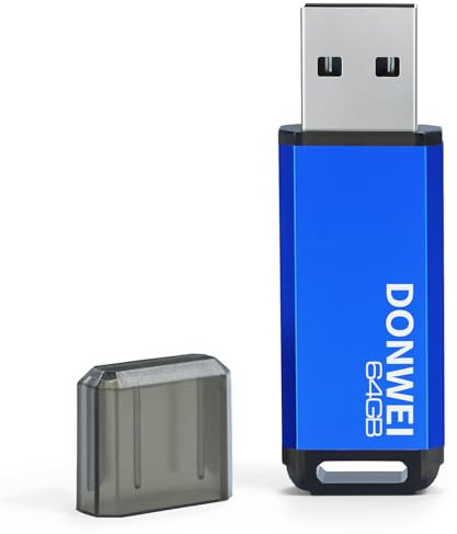 64GB USB 2.0 Flash Drive - High-Speed Thumb Drive with Secure Storage, Portable Pen Drive in Blue, Compatible with PC/Laptop/TV (MBR/ExFAT Format)