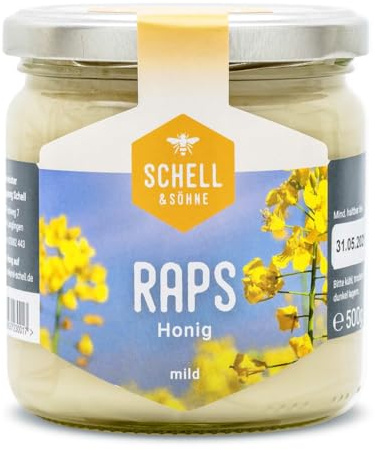 Deutscher Rapshonig 500g - Imkerei Schell - cremig gerührter Honig aus eigener Produktion - 100% Deutscher Honig