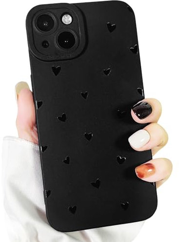 NITITOP Kompatibel mit iPhone 13 Hülle Niedliches Design mit vegetativ für Damen und Mädchen Weiches Silikon Stoßfestes Etui in Schwarz Hülle für iPhone 13 - Kleine Liebe