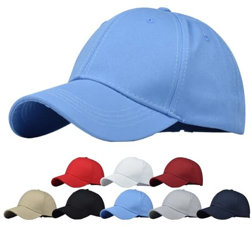 TMEOG Cap Damen Herren Basecap Sommer Kappe Baseball Caps Unifarben Pferdeschwanz Cap mit Loch für Zopf Baseballkappe Cappy Frauen Männer Sportkappe Atmungsaktiv(Blau,54-60cm)