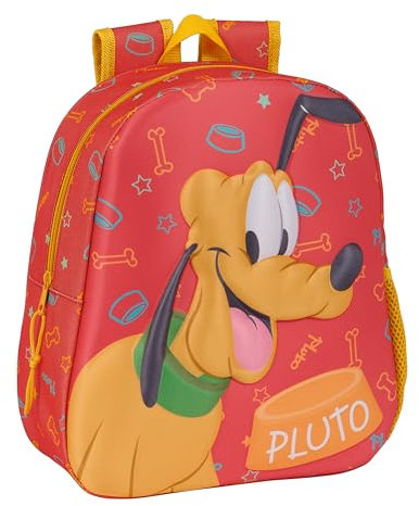 safta PLUTO Schulrucksack mit 3D-Design, anpassbar an den Wagen, ideal für Kinder verschiedener Altersgruppen, bequem und vielseitig, Qualität und Widerstandsfähigkeit, 27 x 10 x 33 cm, Orange,