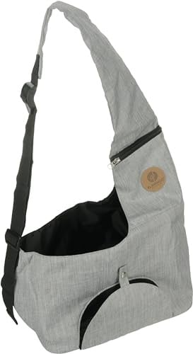 Hunderucksack - Bauchtrage Kanga Grau – 44x20x20cm – Polyester – Top-Öffnung – Abnehmbarer Boden – Lüftungsnetz – Schulterriemen – Sicherheitsleine – Reißverschlusstasche