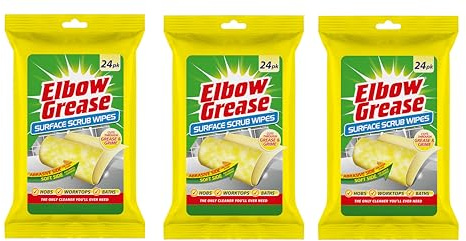 Surface Scrub Wipes - Powerful Double-Sided Cleaning Wipes (24-Pack) by Elbow Grease (4, 24 Wipes per Packs)