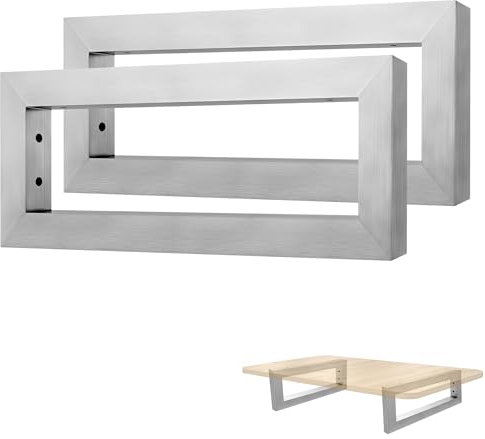 Aufun 2er Set Wandkonsole für Waschtisch 400x150 mm (BxH), Waschtischhalterung, Metall Rergalhalter, Regalträger, Waschtischkonsole, Schwerlastkonsole für Waschbecken & Wand-Regal, Silber