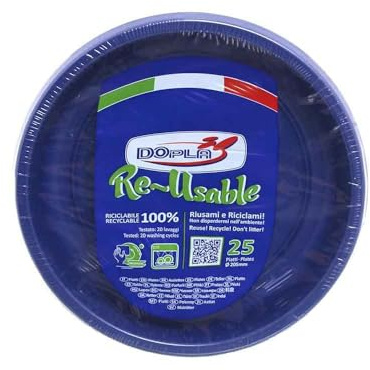 TEKHOME PIATTI PLASTICA 22cm piatti plastica colorati lavabili e riutilizzabili Rotondi per Compleanno,Festa, Matrimonio (BLU, 100pz)